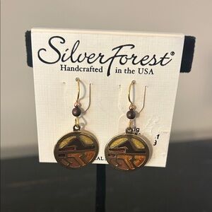 Silver Forest Gold and Copper Earrings